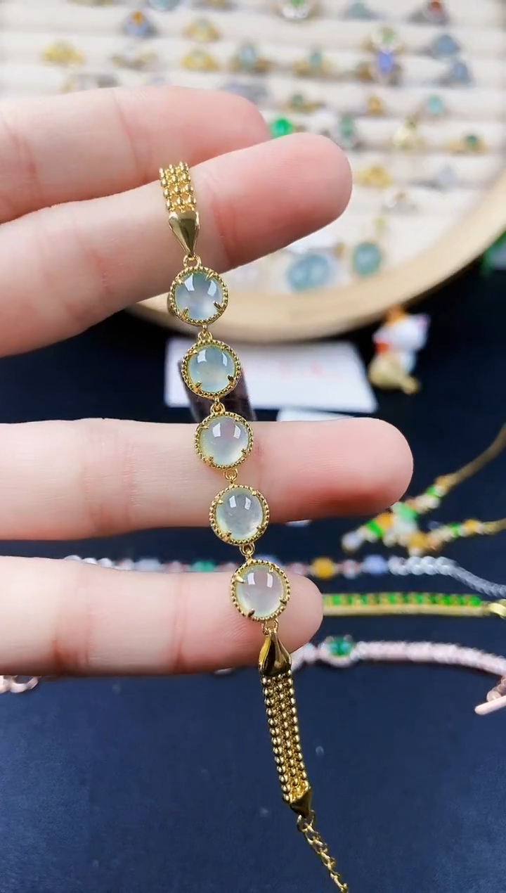 【闪购商品】翡翠手链银S925镶嵌43242424