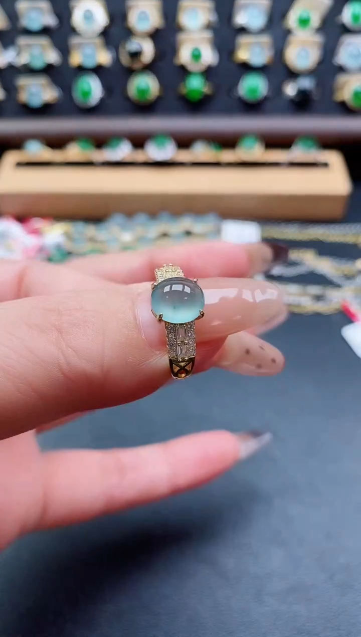 银S925镶嵌戒指翡翠1