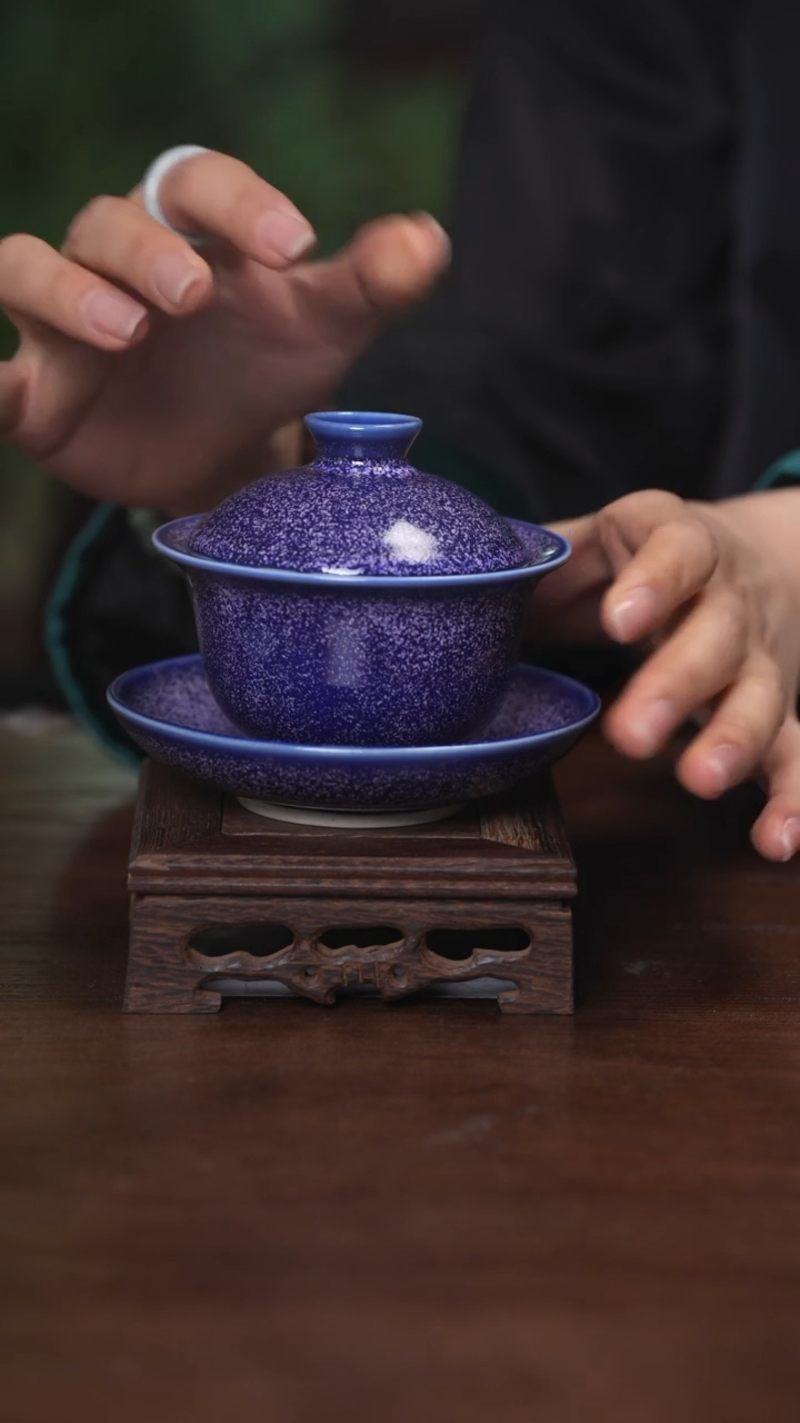 【闪购商品】清凉寺原产地仿古釉手工钧瓷三才盖碗