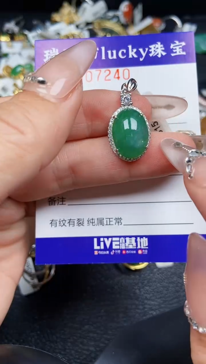 翡翠银S925镶嵌颈饰7240