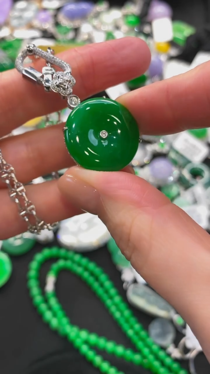 【闪购商品】翡翠颈饰18K金镶嵌扣子套链