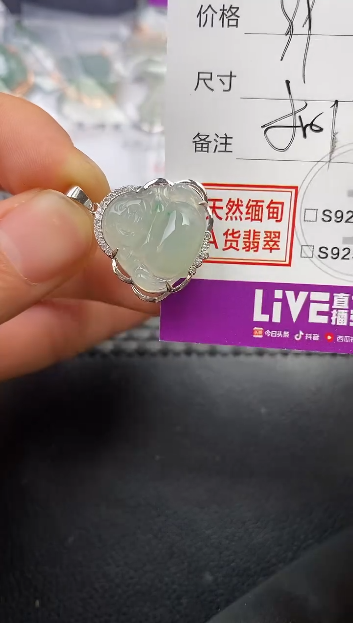 颈饰银S925镶嵌翡翠懂*挂件