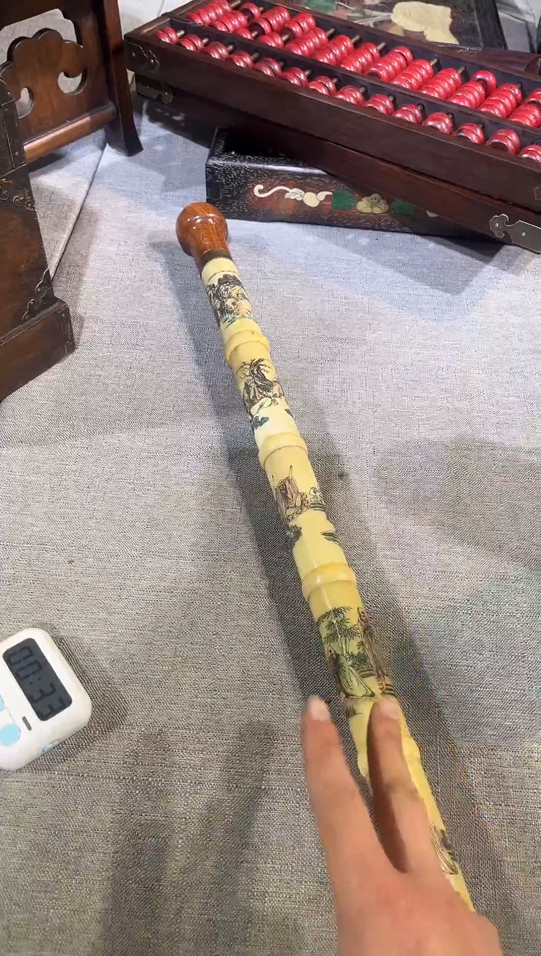 木李*傅雕刻十八罗汉手杖