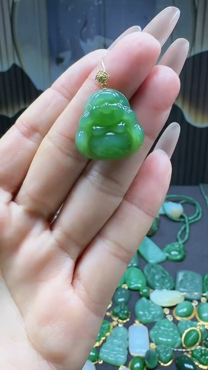 【闪购商品】和田玉吊坠(不含链)18K金镶嵌1
