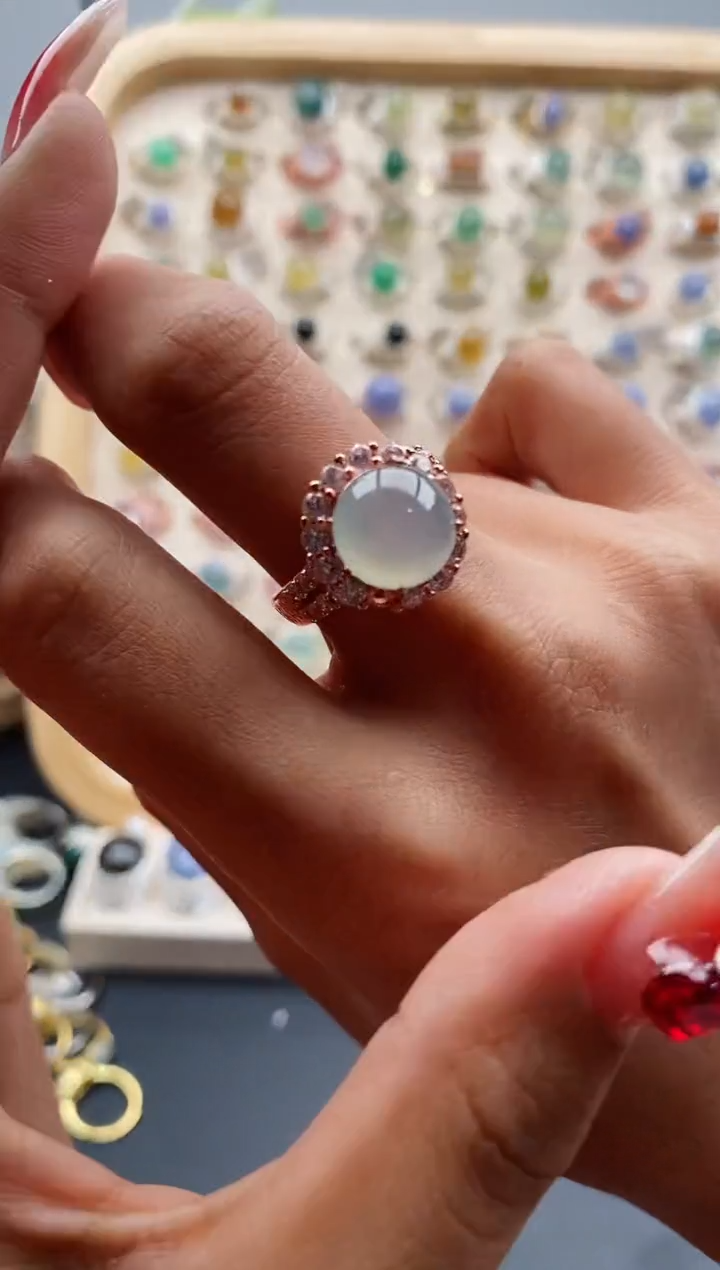 【闪购商品】翡翠戒指未镶嵌天然缅甸A货翡翠555 3+5