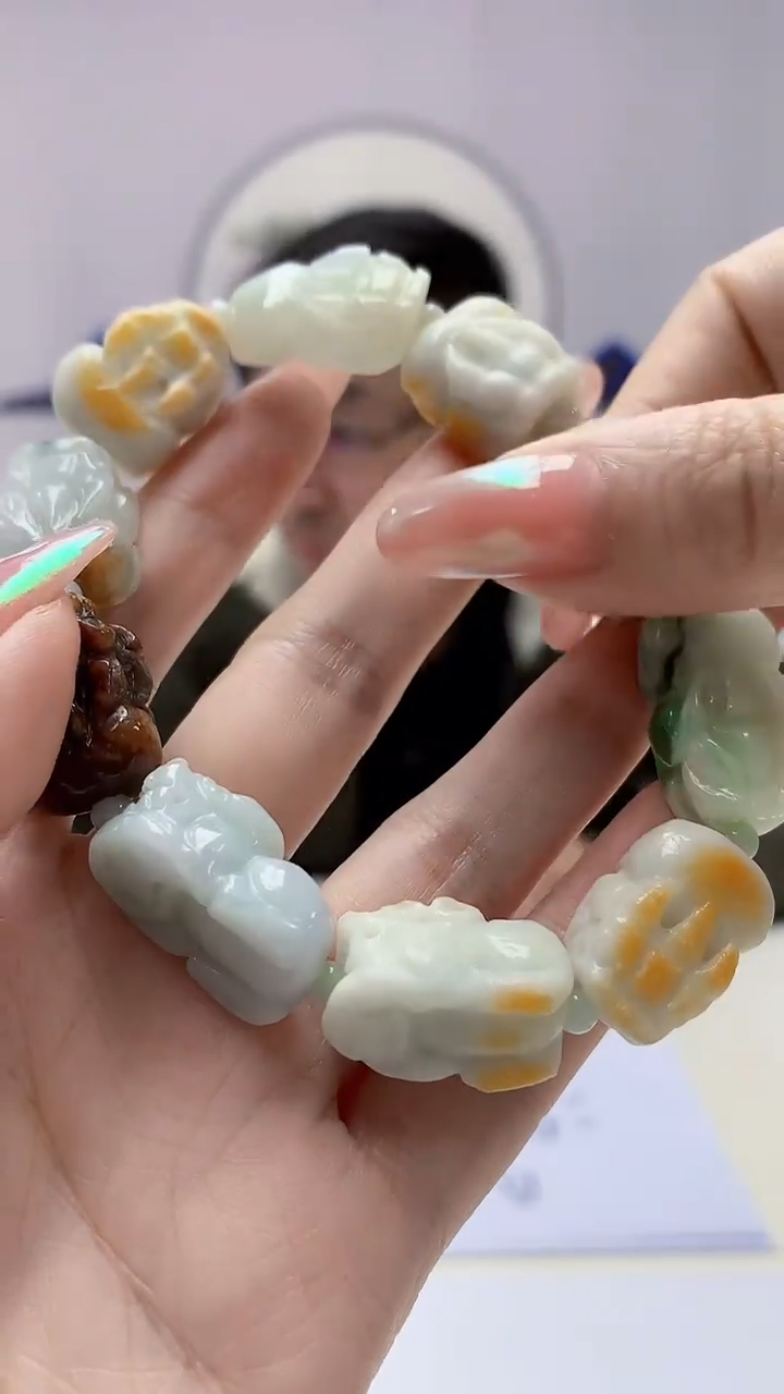 【闪购商品】定制翡翠未镶嵌5152DD-毛货手串56