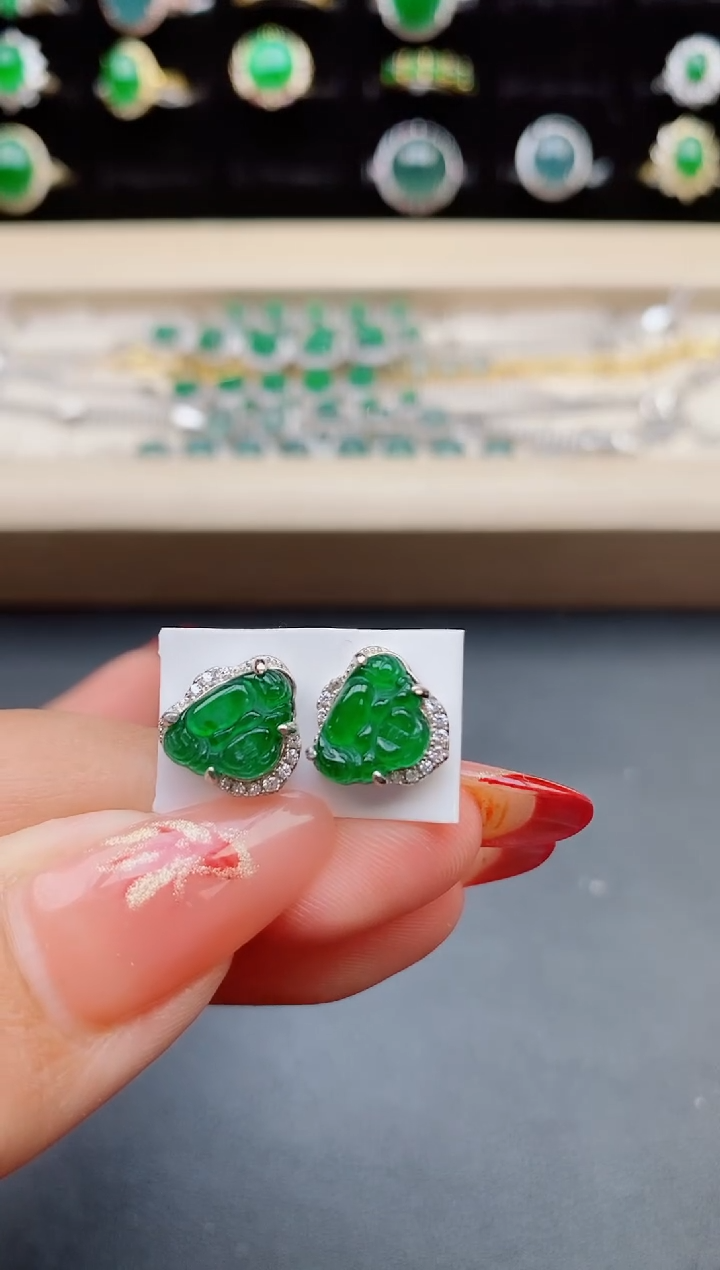 【闪购商品】翡翠耳饰银S925镶嵌321321