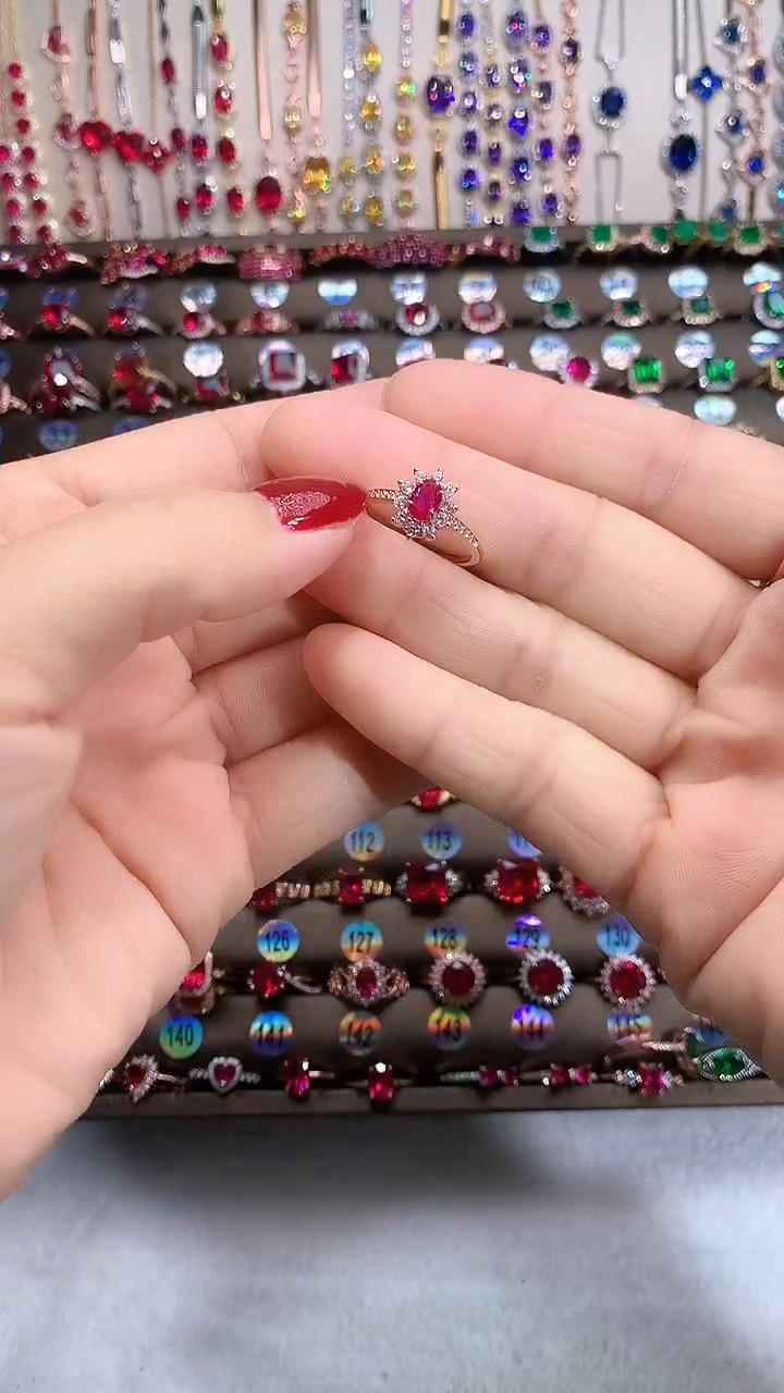 【闪购商品】红宝石戒指银S925镶嵌玫瑰金4.6