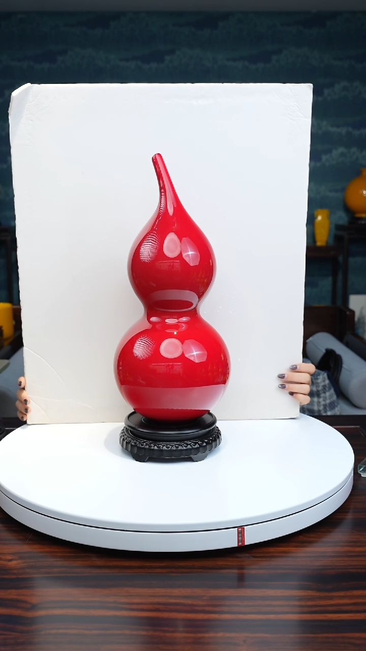 【闪购商品】琉璃手工艺品珊瑚红葫芦大号