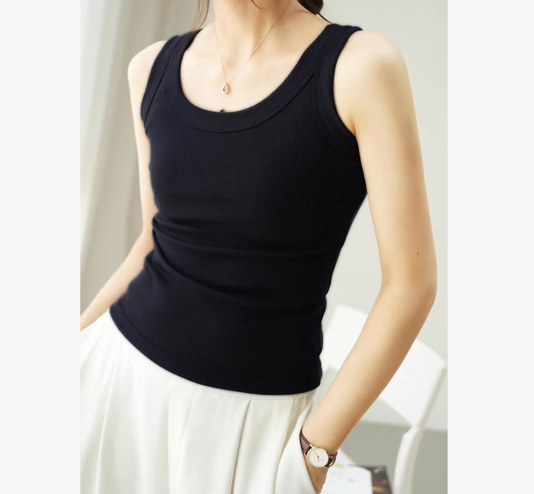 遮副乳u领螺纹弹力运动背心女ins纯欲修身针织吊带230335【9】