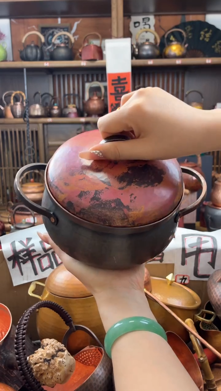 样品 大号双色紫铜双耳锅  