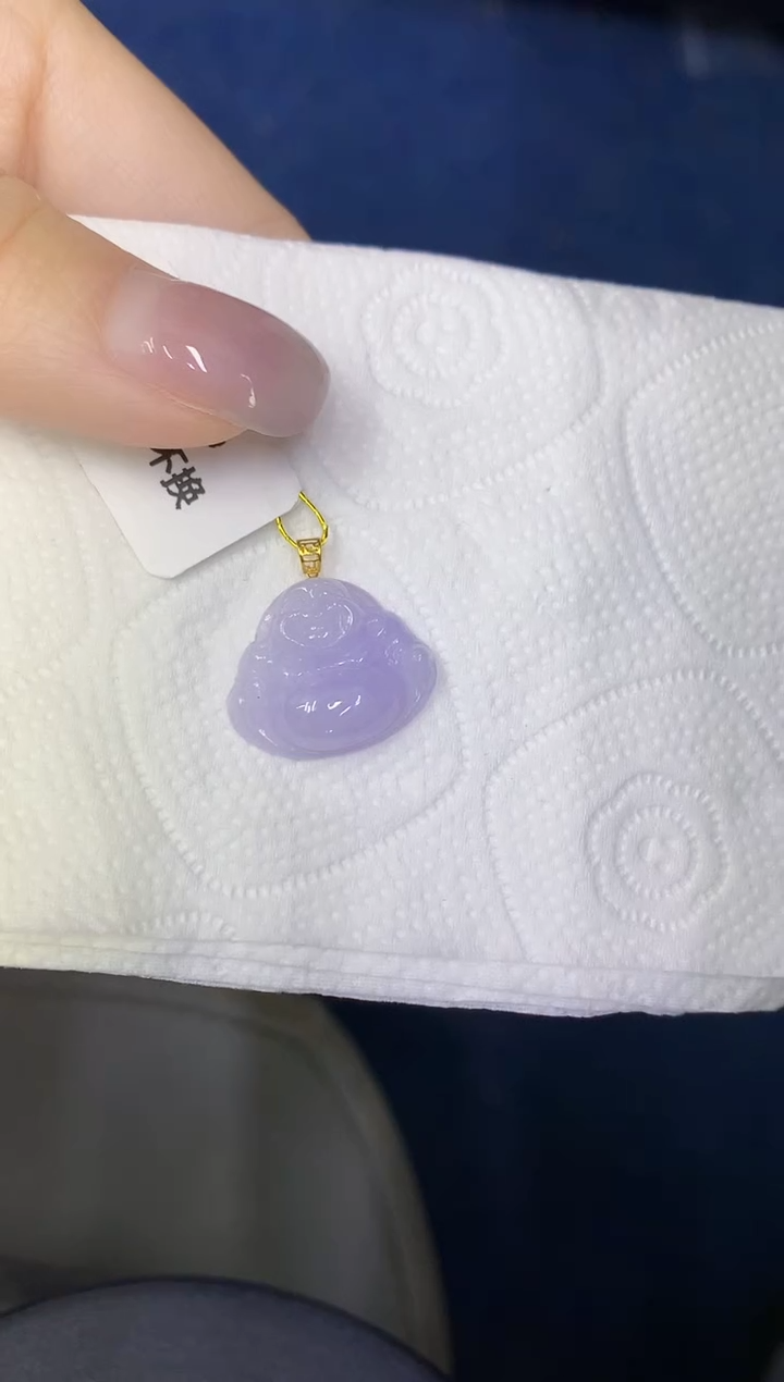 颈饰18K金镶嵌翡翠缅甸天然翡翠A货