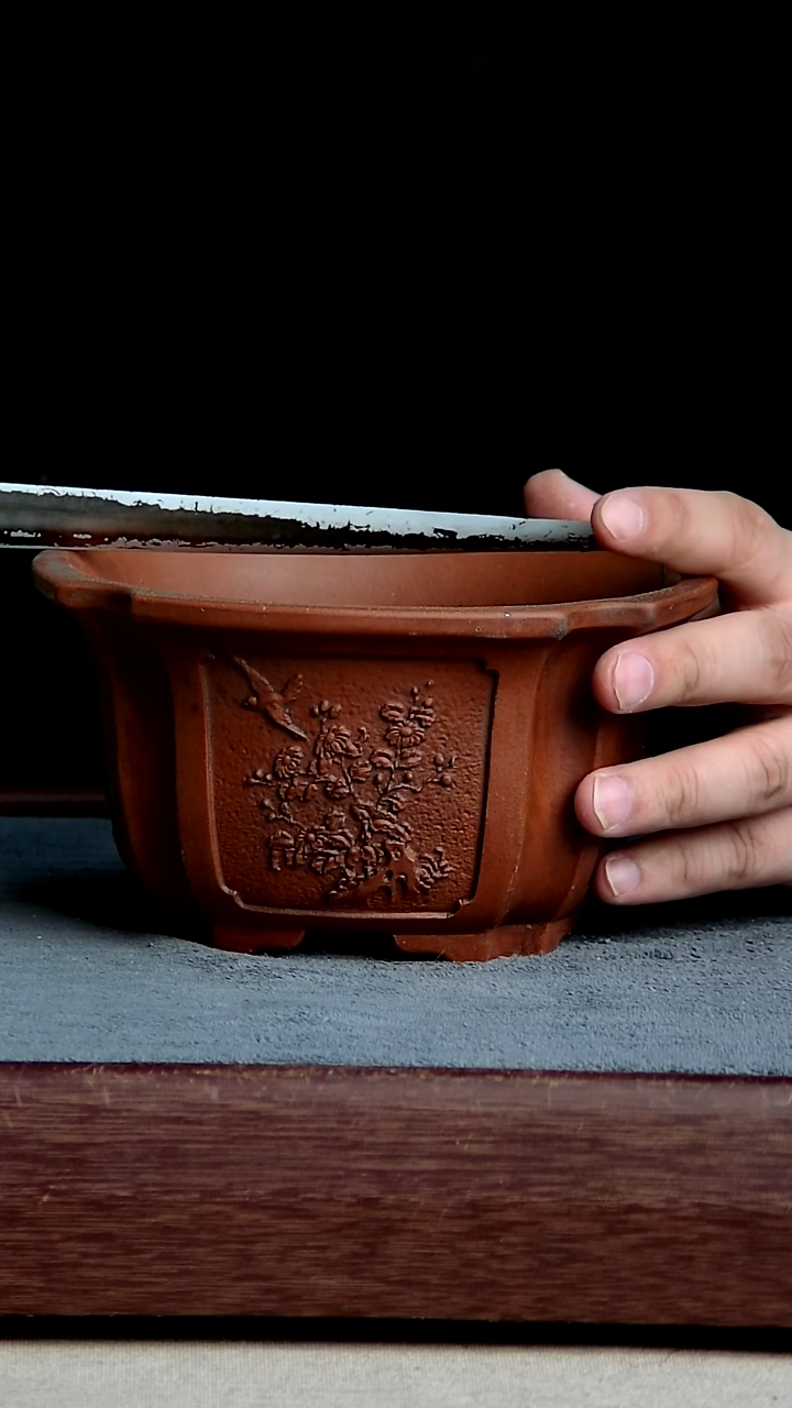 紫砂花盆14*7.5cm(内径尺寸紫砂花盆)