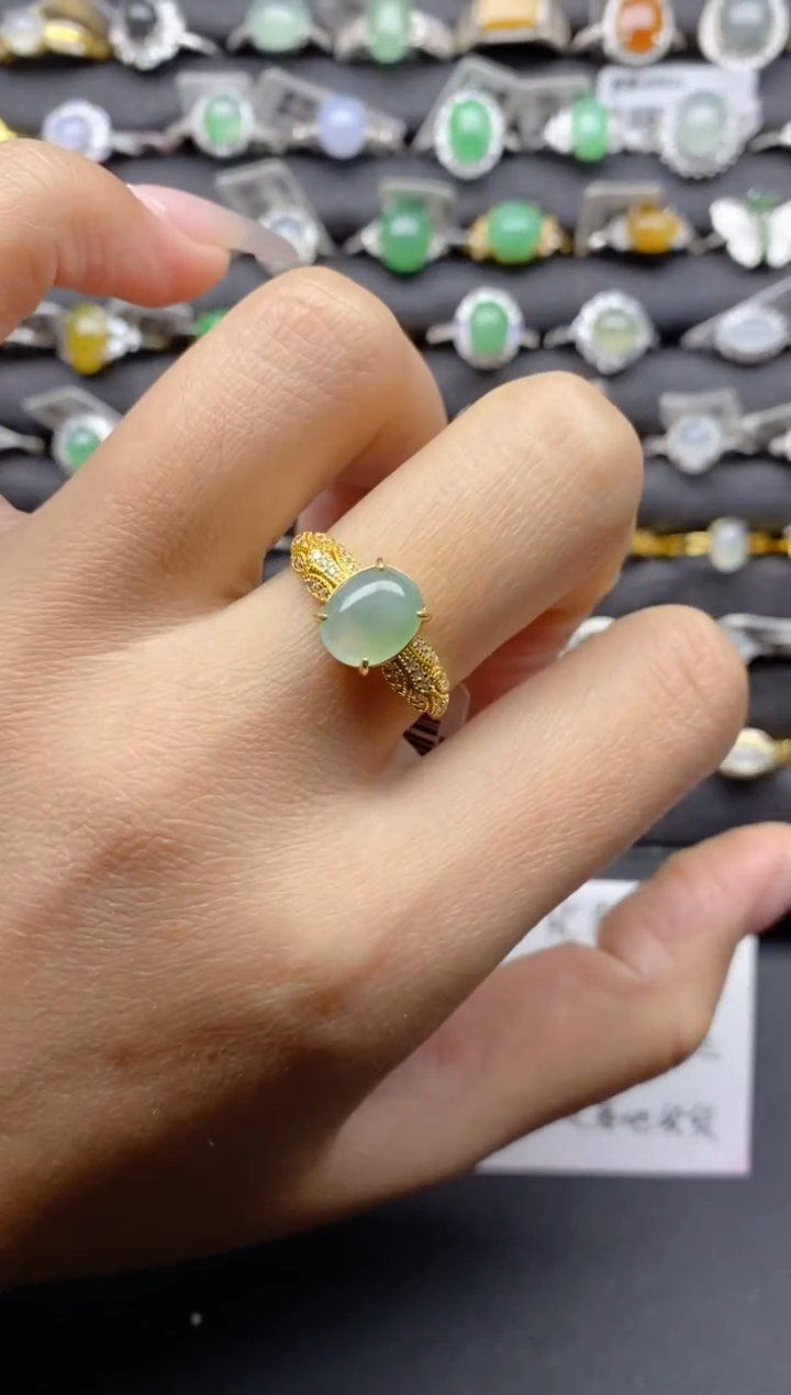【闪购商品】翡翠戒指银S925镶嵌S925银镶嵌翡翠戒指