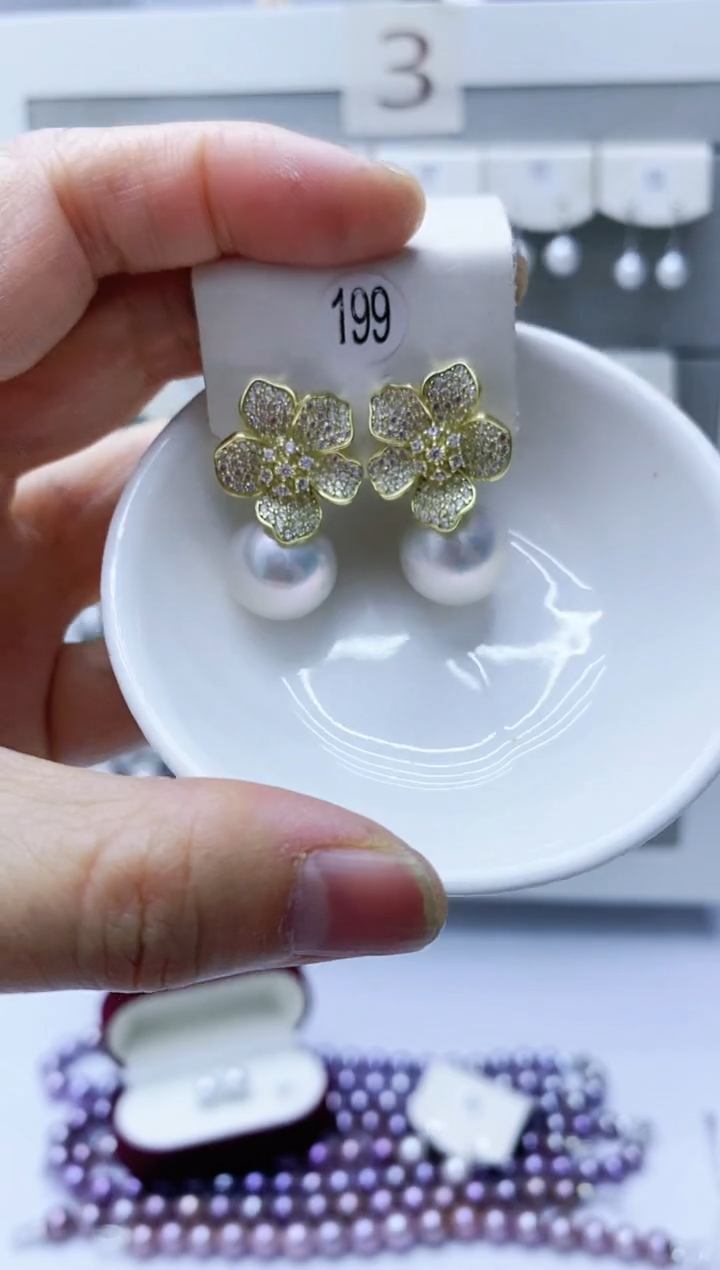 【闪购商品】淡水珍珠耳饰银S925镶嵌199