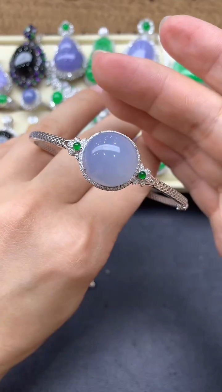 【闪购商品】翡翠手镯18K金镶嵌623-中国好珍宝·