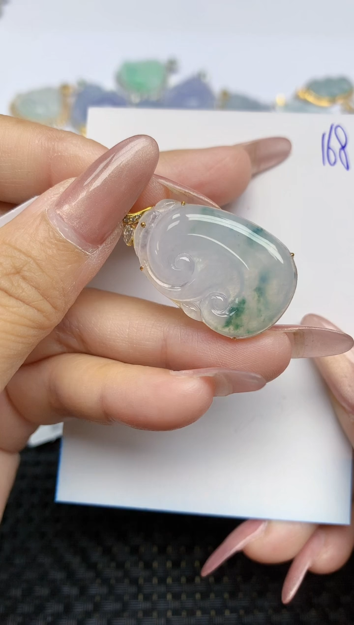 【闪购商品】翡翠颈饰18K金镶嵌天然A货翡翠 168