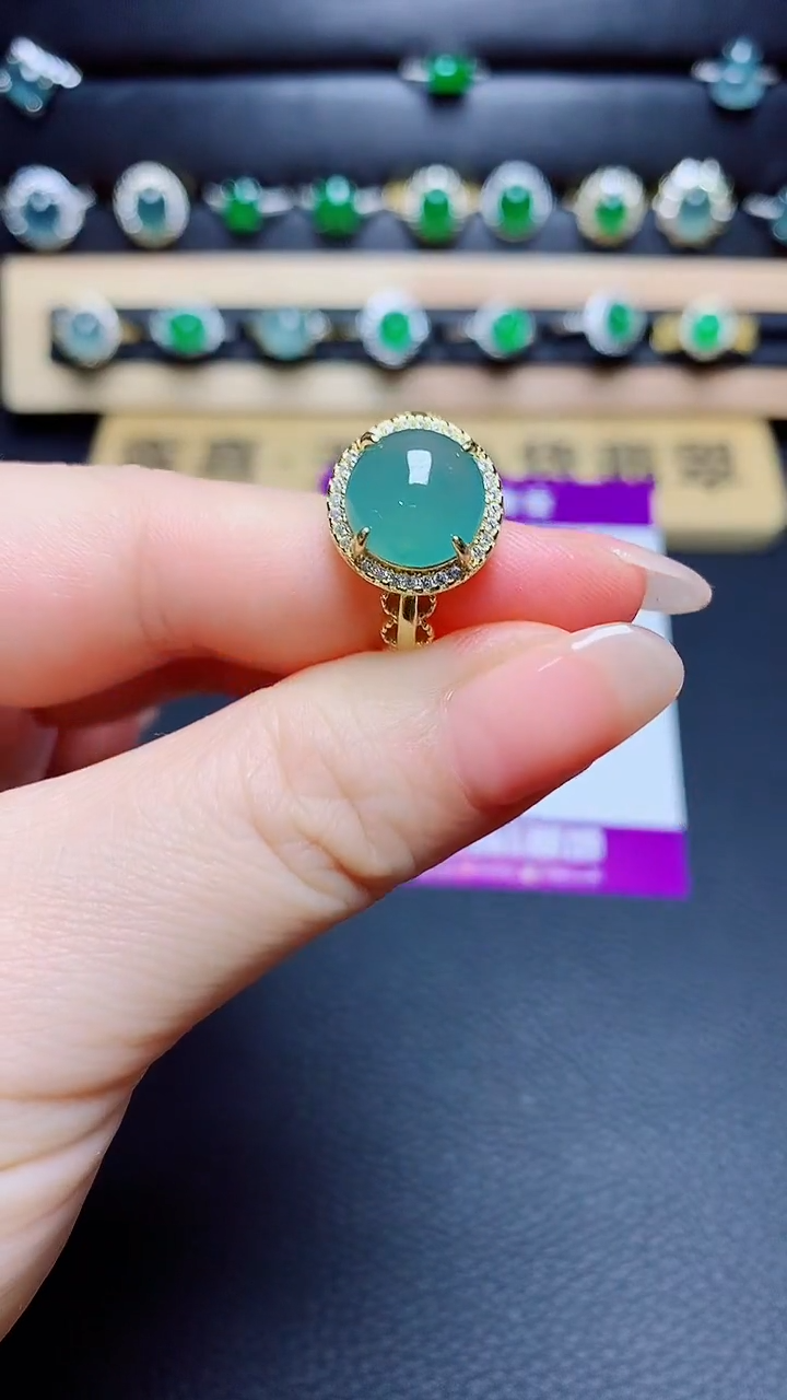 翡翠戒指银S925镶嵌 天然翡翠A货s925银镶