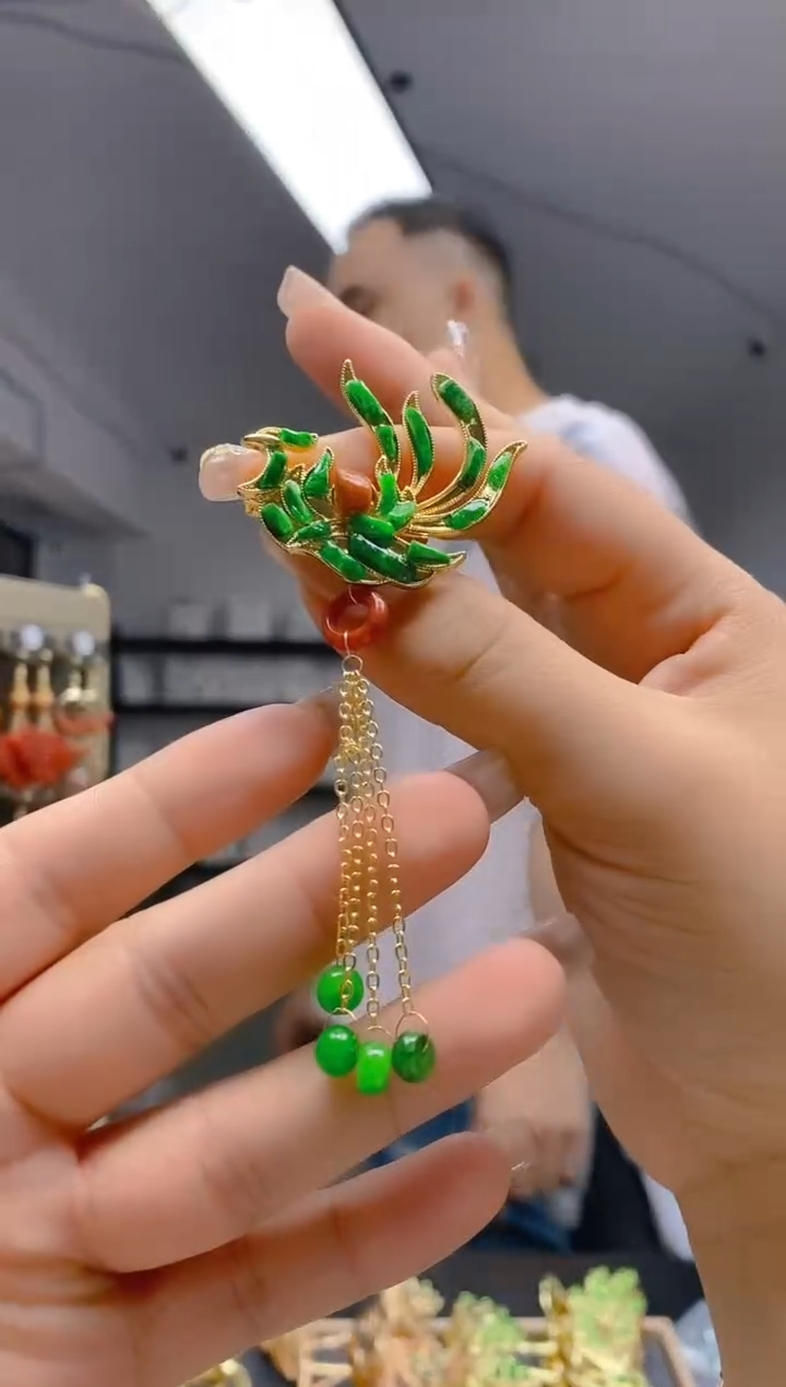 【闪购商品】翡翠耳饰合金262翡翠胸针