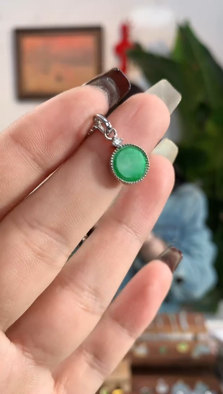 【闪购商品】翡翠银S925镶嵌吊坠(不含链)吊坠