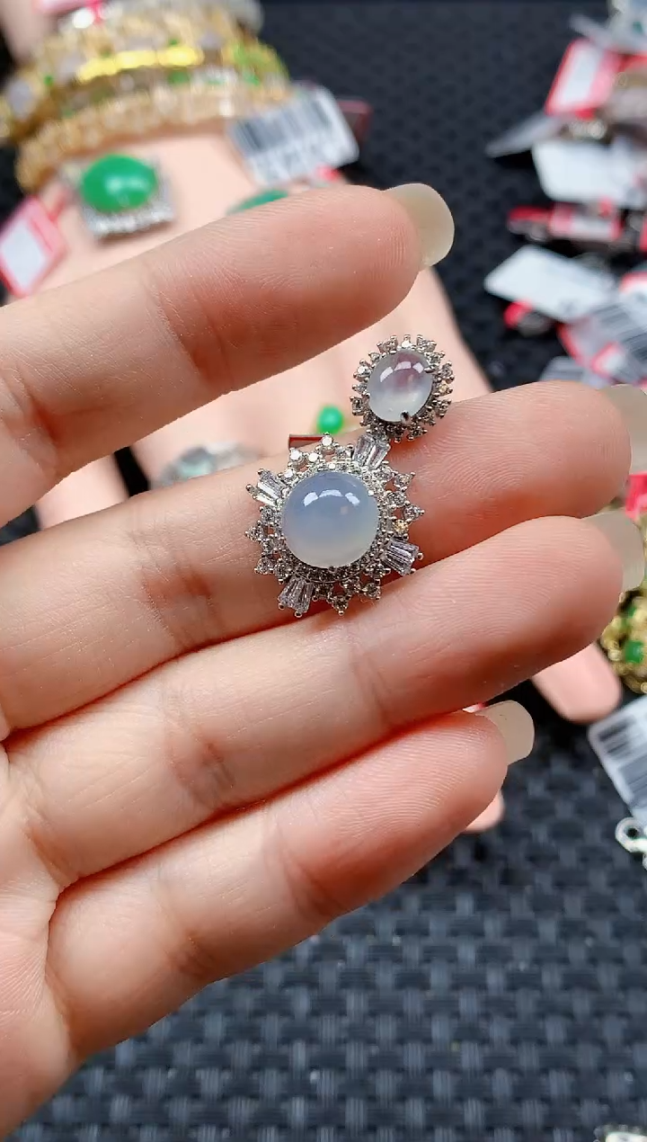 银S925镶嵌戒指翡翠天然A货缅甸翡翠