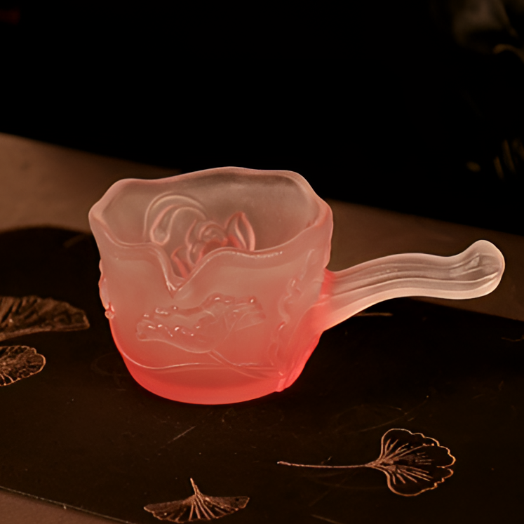 仿琉璃玻璃家用高颜值分茶器茶道陶瓷茶具荷塘月色侧把公道杯（粉）