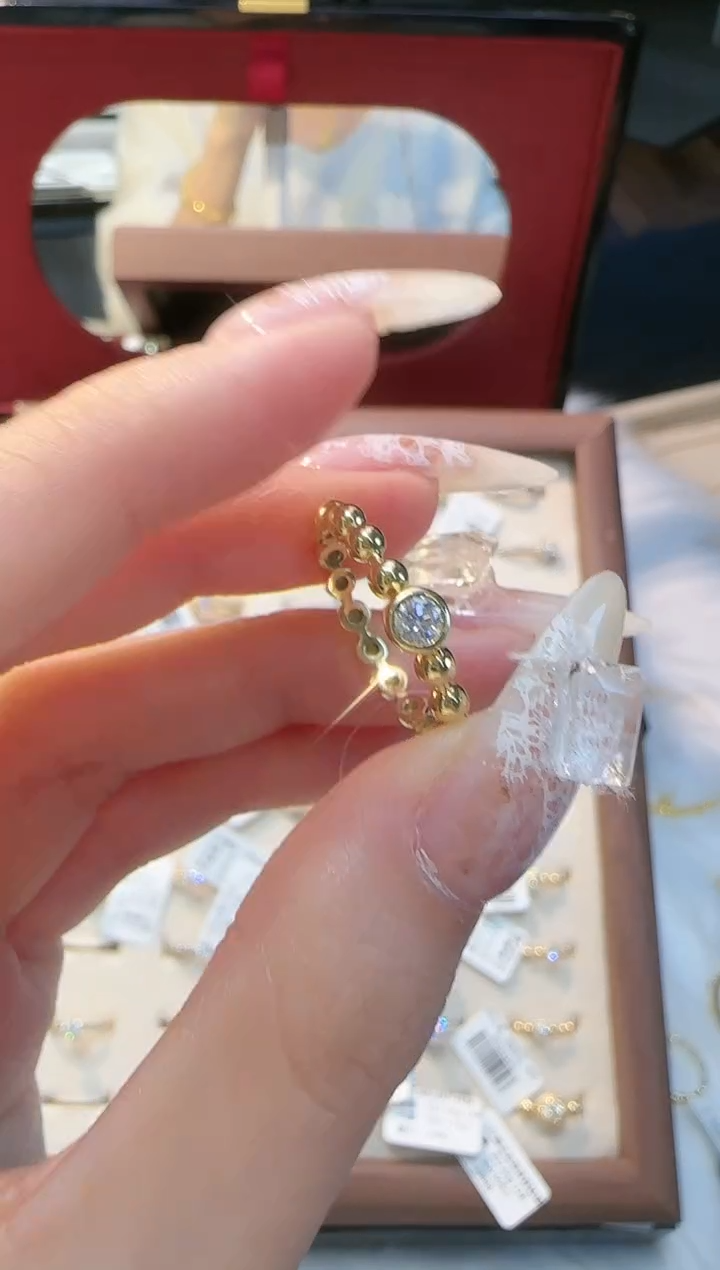 【闪购商品】钻石戒指/指环18K金镶嵌珠珠钻戒12#16#