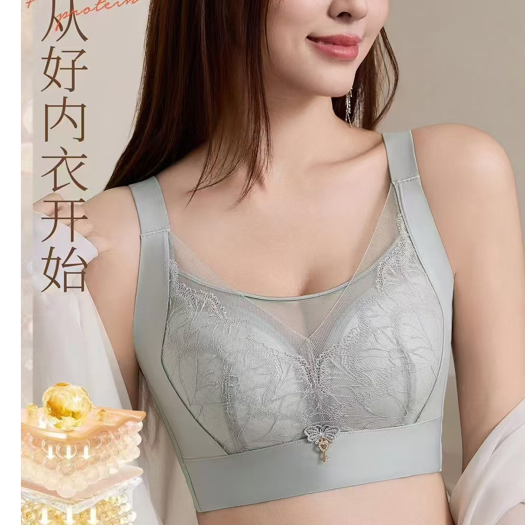 3034蕾丝【CD杯专属】大胸显小聚拢调整型文胸舒适美背性感薄款内衣