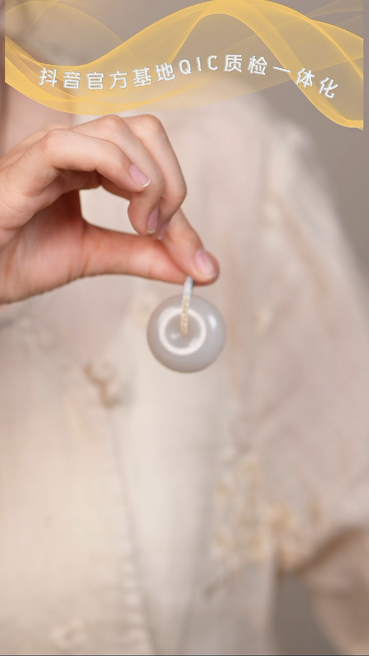 吊坠(不含链)18K金镶嵌和田玉18K藕粉平安扣吊坠MJJZBAY4299