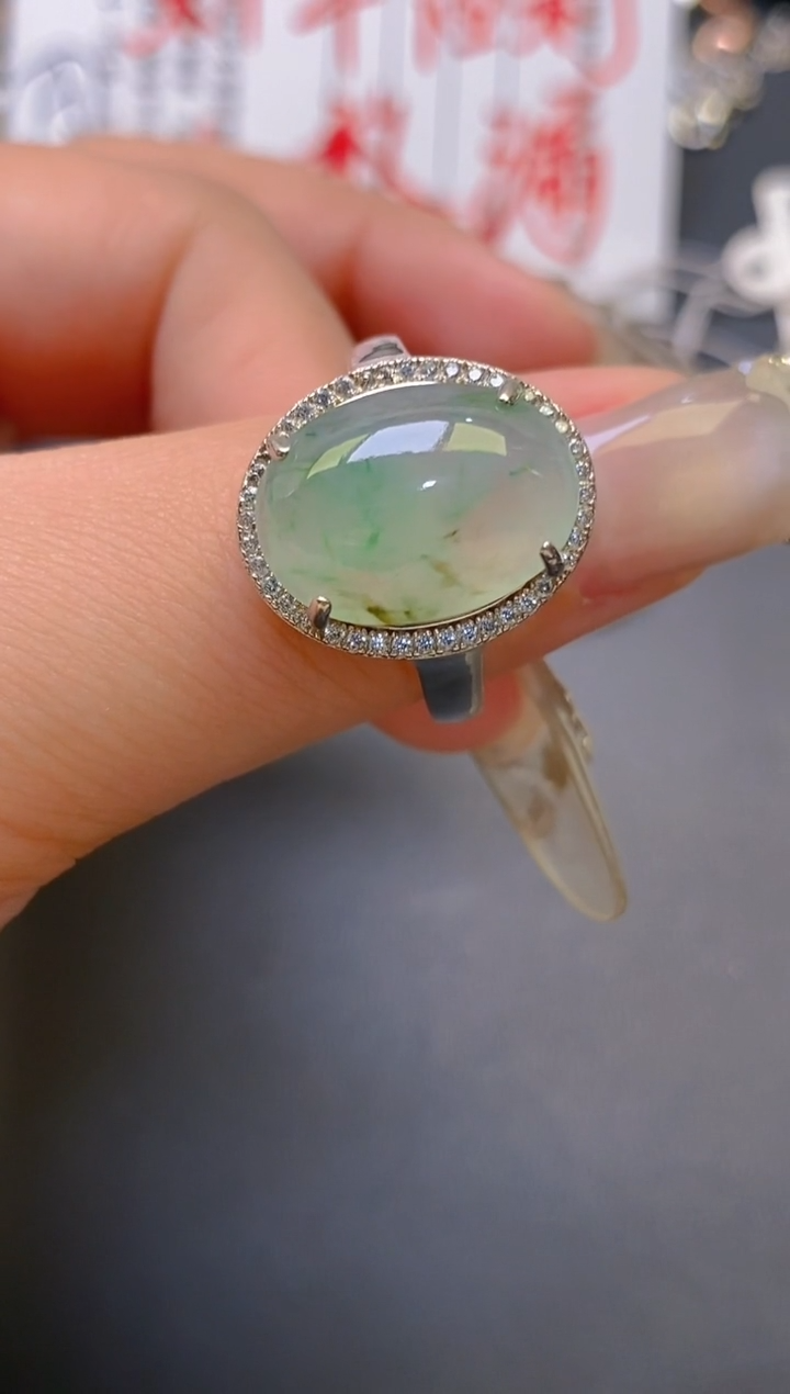 【闪购商品】翡翠耳饰银S925镶嵌天然A货翡翠1