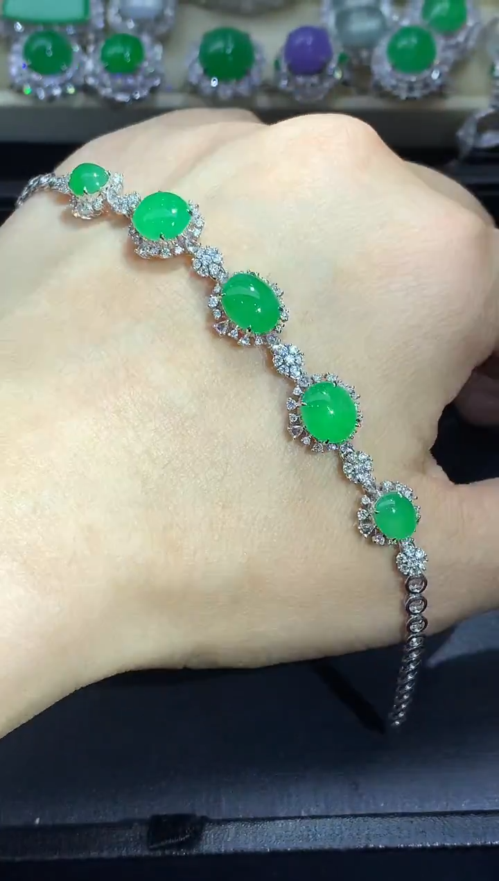 18K金镶嵌手链翡翠715-中国好珍宝