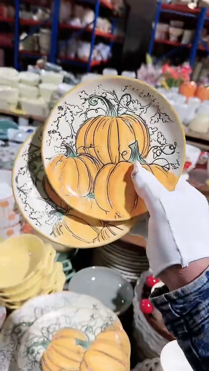 瓷片2个南瓜骨碟微瑕 凑满20元包邮