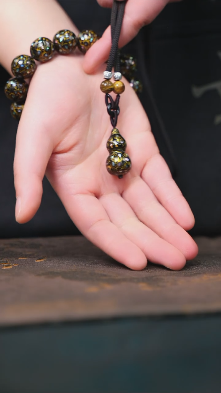 【闪购商品】黑金大漆紫光檀螺钿小脖挂