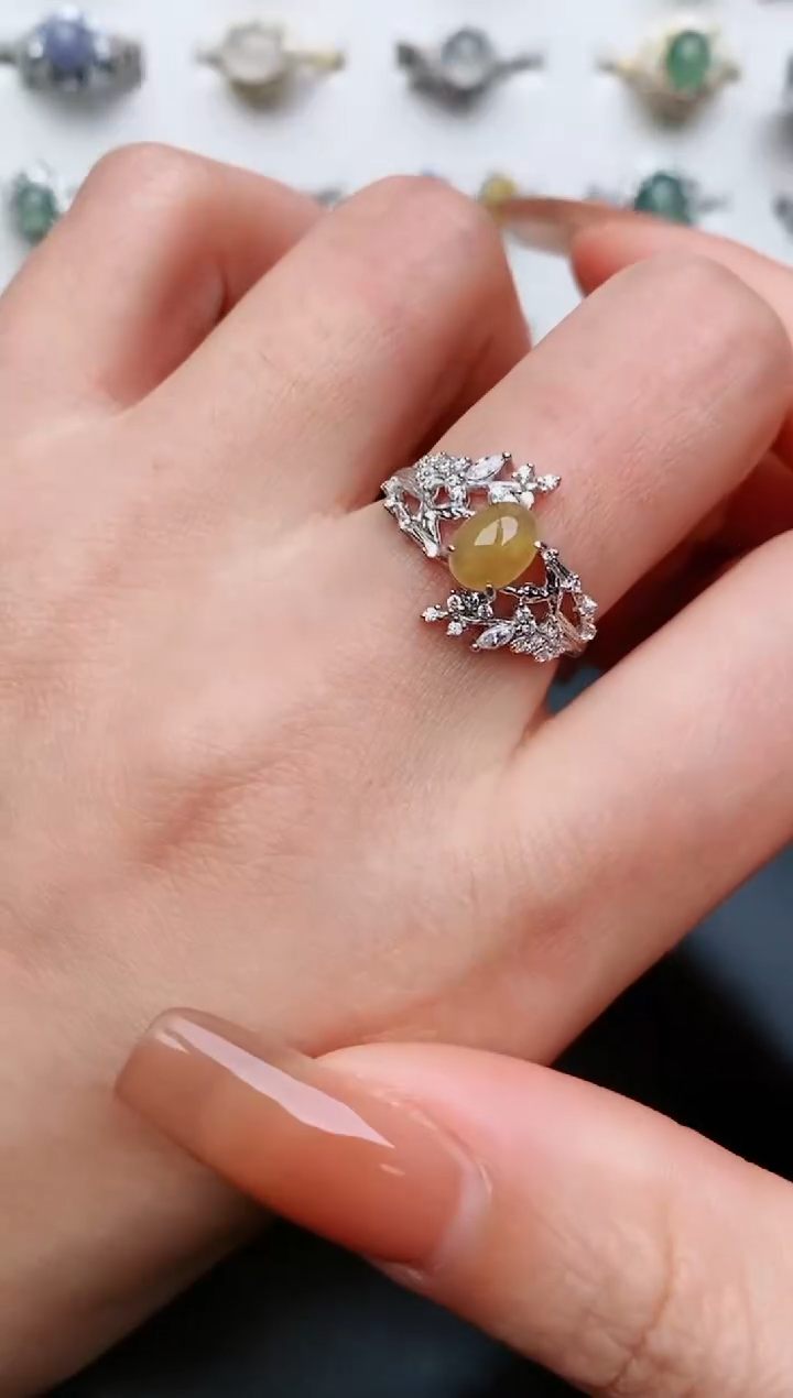 翡翠戒指银S925镶嵌.....