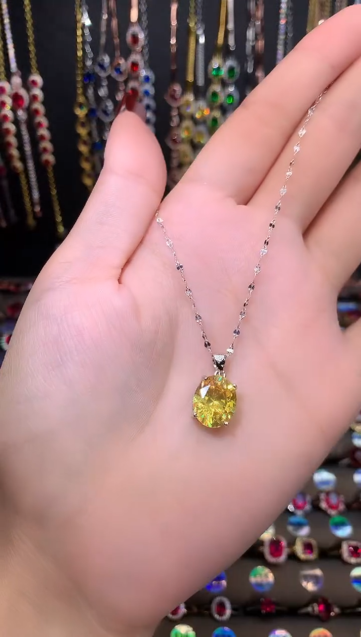 【闪购商品】黄晶颈饰银S925镶嵌10.12