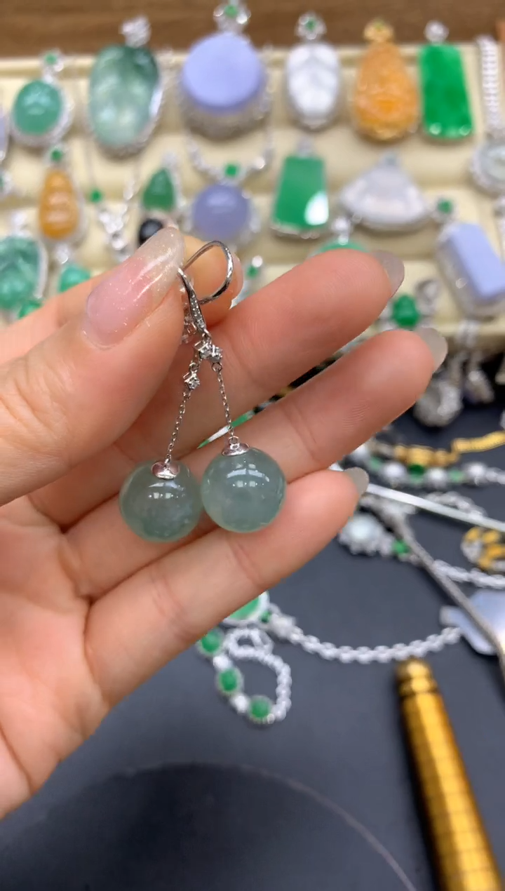 【闪购商品】翡翠耳饰18K金镶嵌147-中国好珍宝