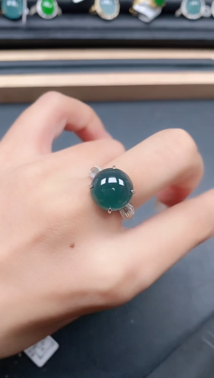 翡翠戒指银S925镶嵌11111