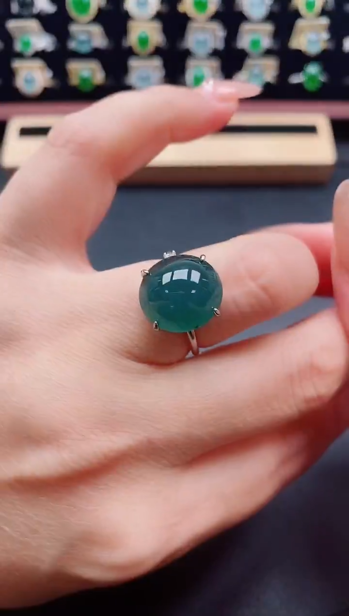 银S925镶嵌戒指翡翠1