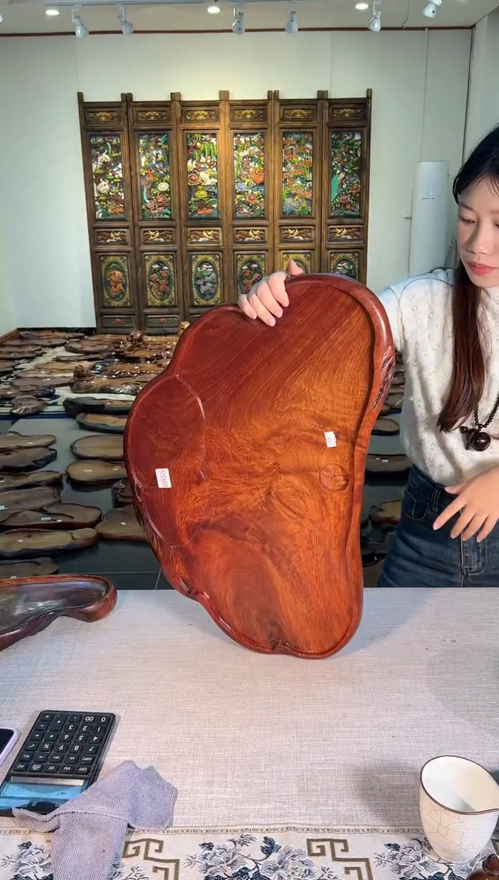 【闪购商品】大果紫檀（缅甸花梨）茶盘8855