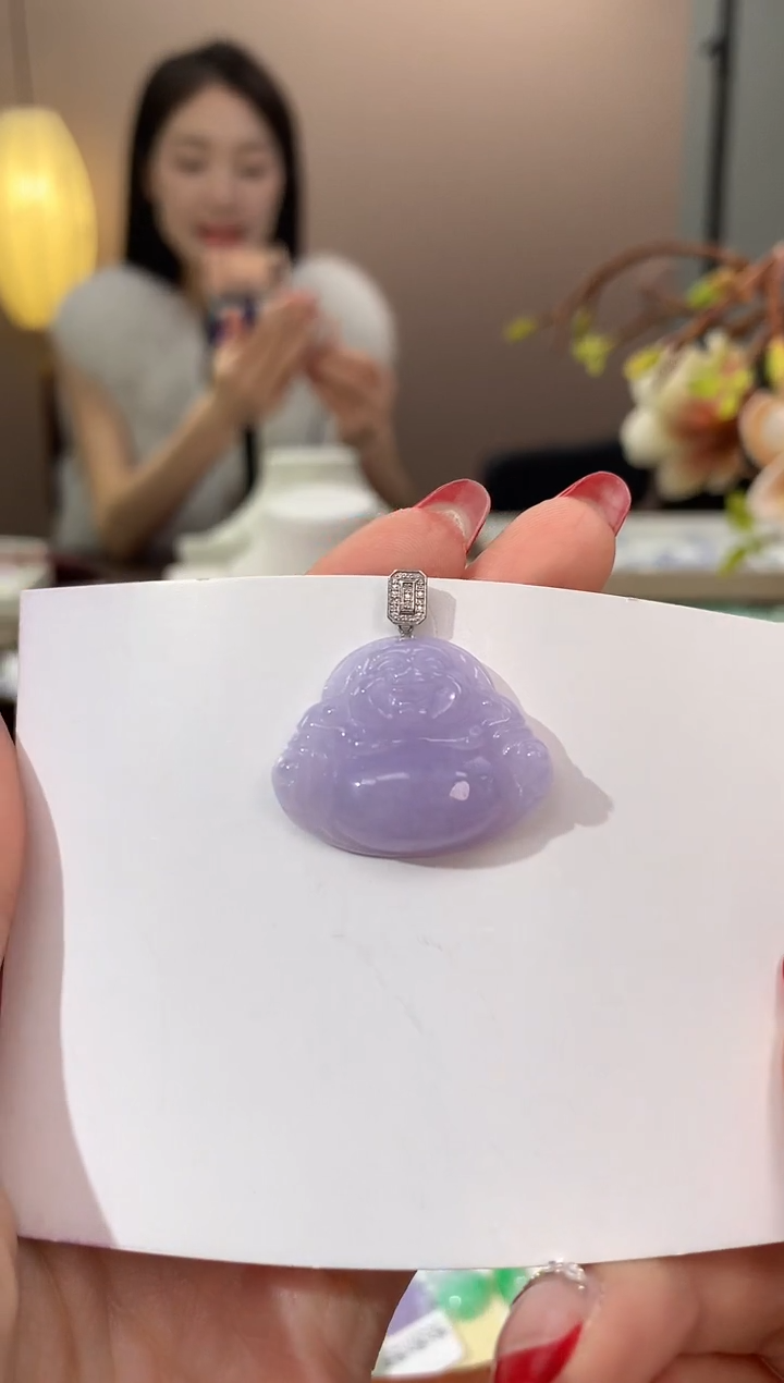 【闪购商品】翡翠颈饰18K金镶嵌天然缅甸a货翡翠