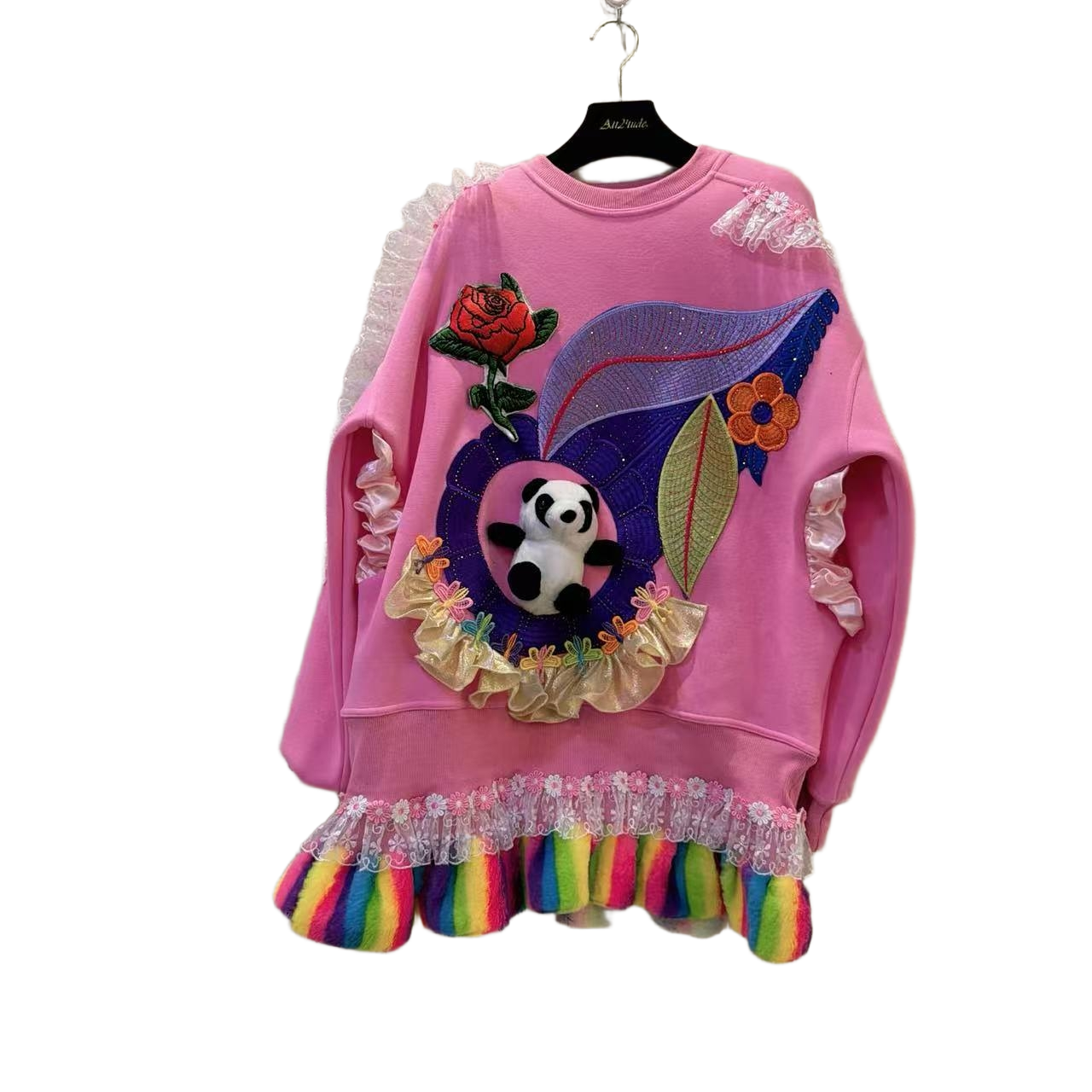  ATT潮牌女装2025夏款欧洲站度假风拼接花卉宽松连衣裙