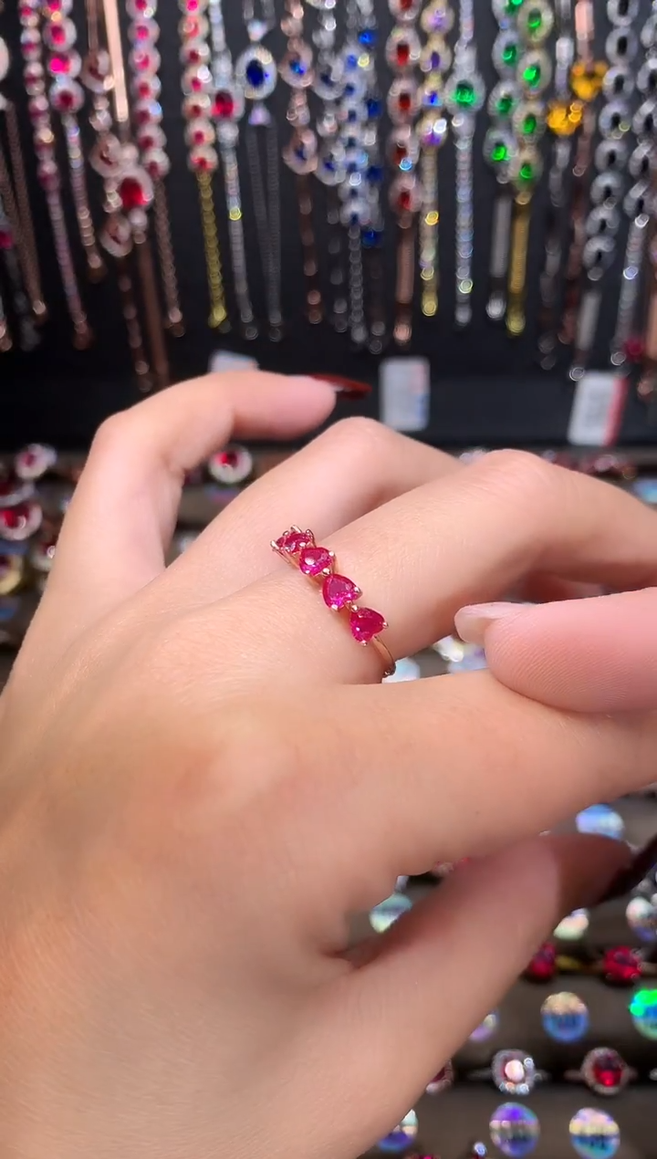 【闪购商品】红宝石戒指银S925镶嵌玫瑰金