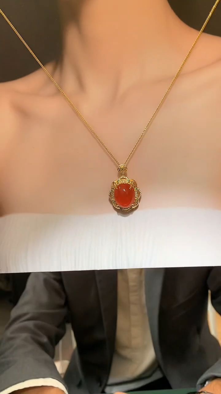 南红玛瑙银S925镶嵌颈饰（宝石世家严选）