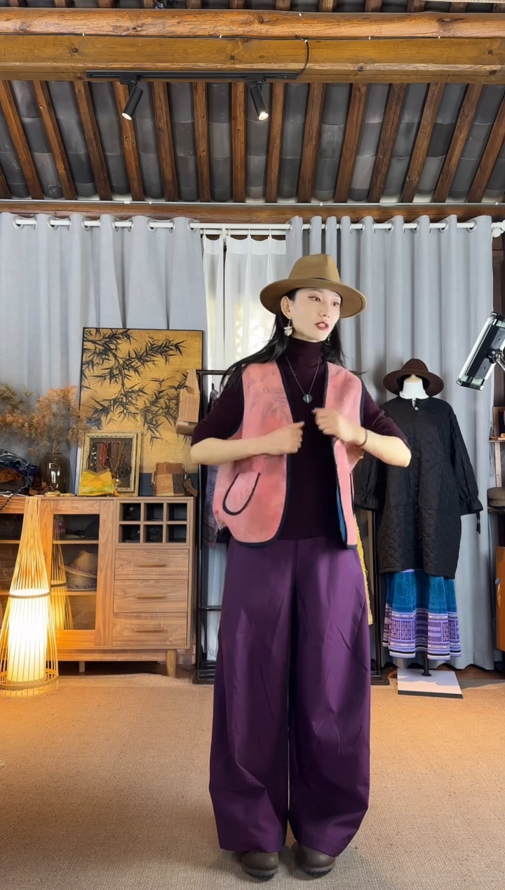 蝉*设计师款粉色热转印马甲