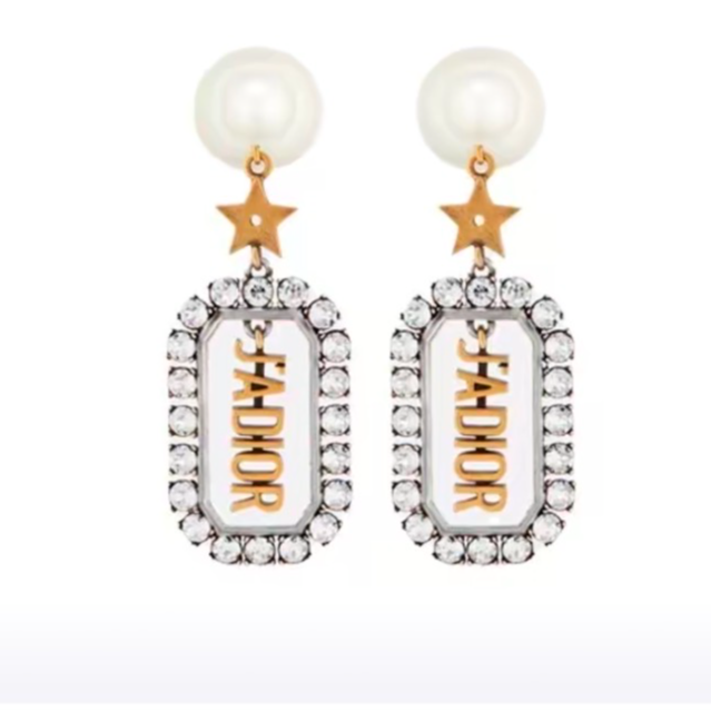 全新未使用 DIOR/迪奥 珊珊活动 Dior 迪奥 字母水钻logo 耳钉