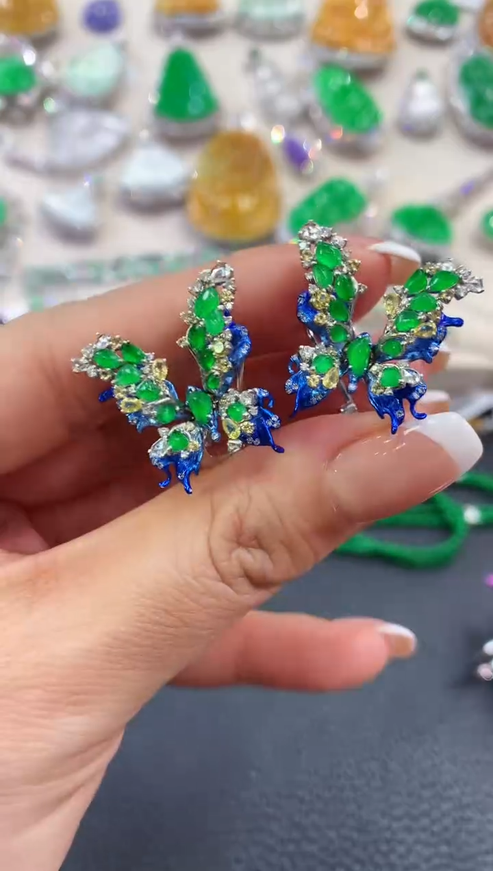 【闪购商品】翡翠耳饰18K金镶嵌B78         