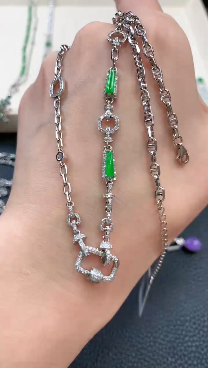 【闪购商品】翡翠项链18K金镶嵌m68不退换