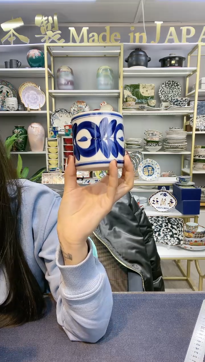【闪购商品】碗善山手绘蓝海草茶杯一只