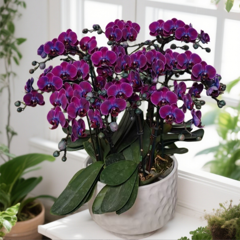 圣诞鲜花蝴蝶兰【黑珍珠】超大室内花卉乔迁 开花带花苞 送人送礼