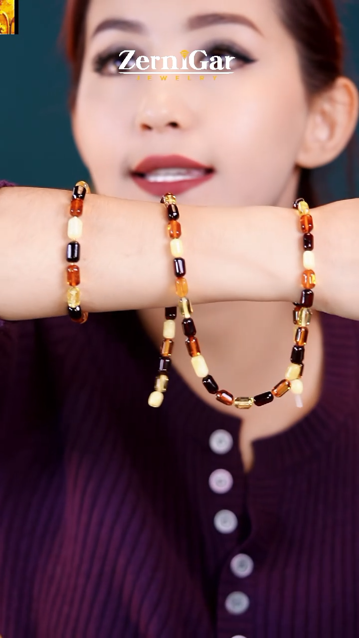 【闪购商品】琥珀颈饰未镶嵌天然琥珀两件套